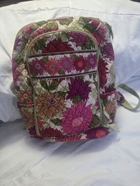 Vera Bradley Quilted Floral Backpack in Pink, Green and Brown